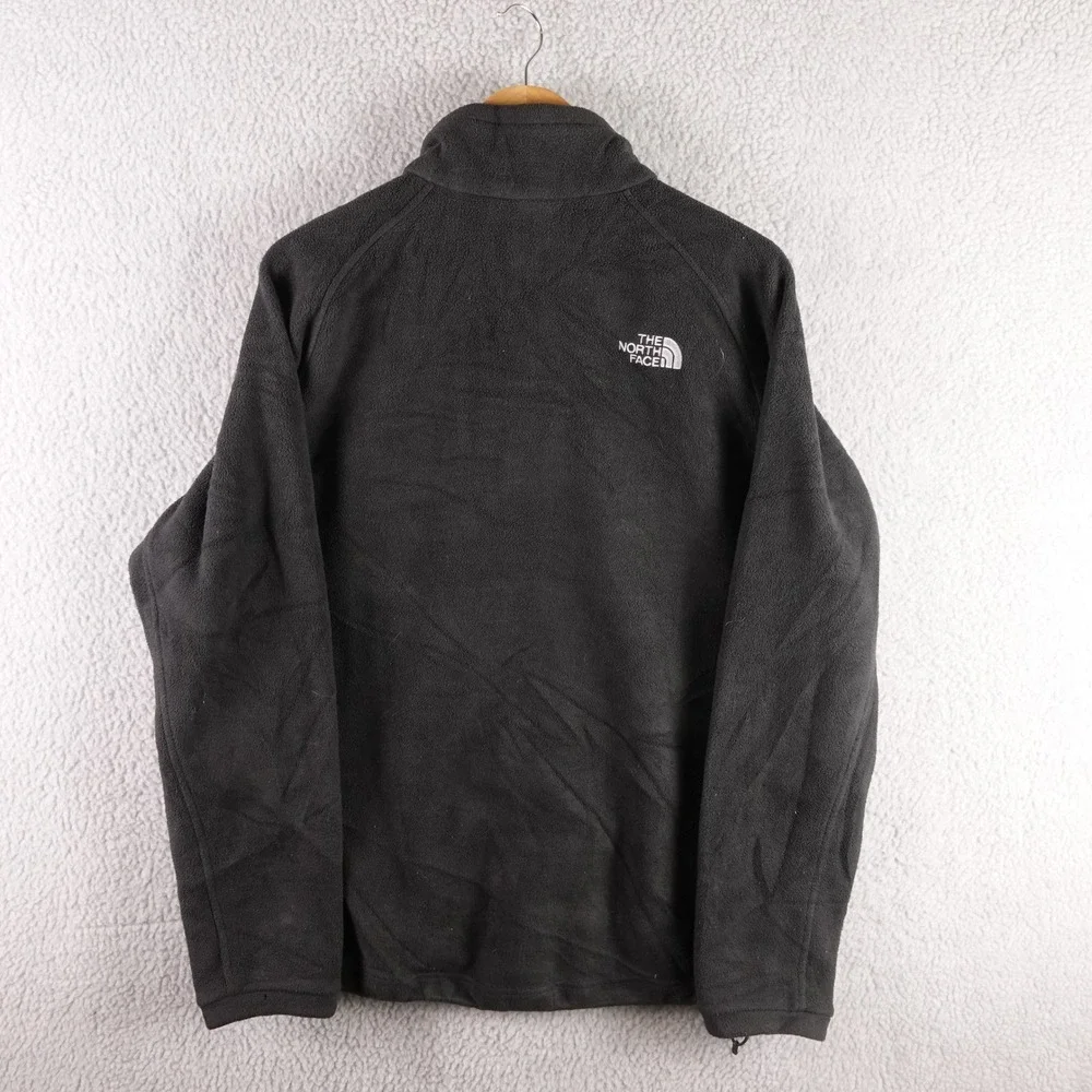 The North Face Mens Large Full Zip Fleece Jacket Black Mock Neck Outdoor Camping